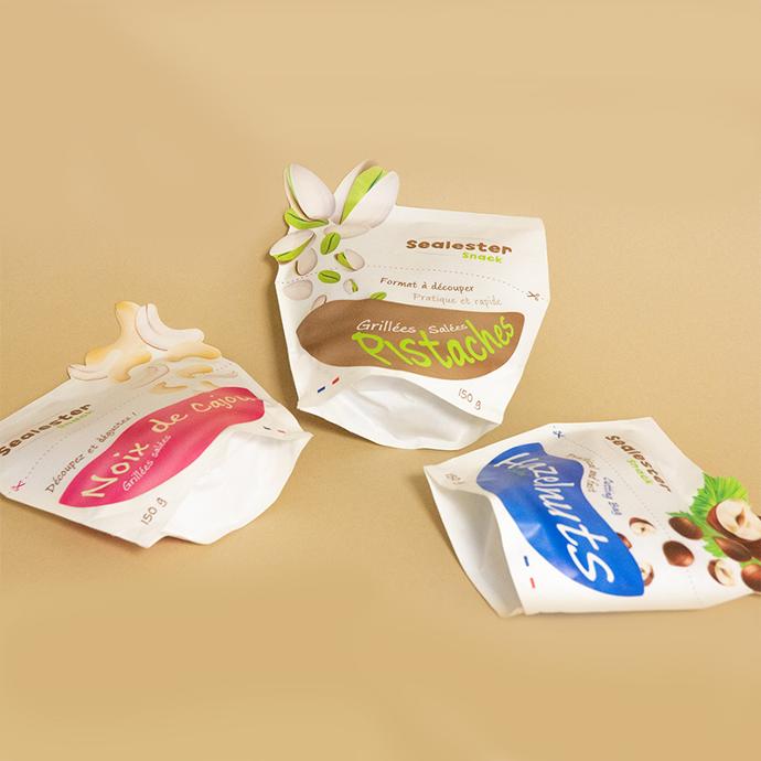Recyclable white kraft Doypack with unique shape
